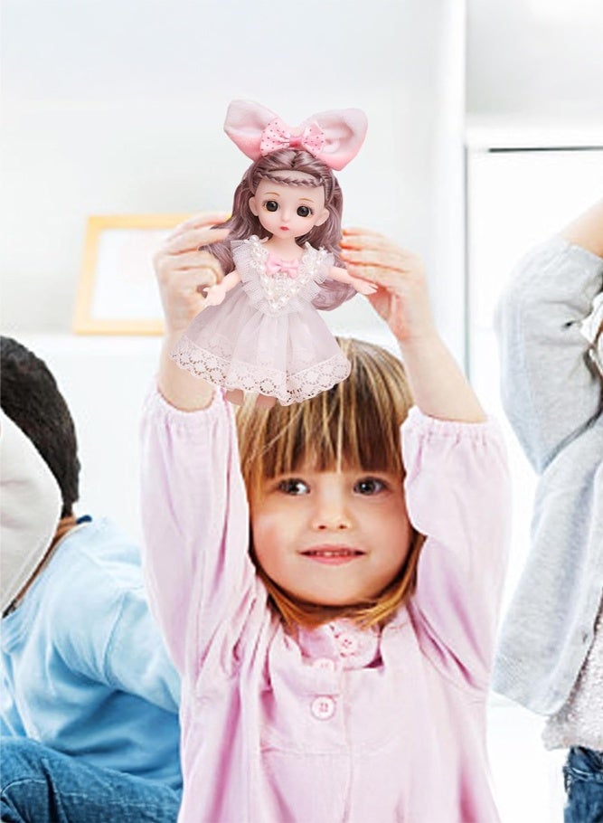 SHABILI 16cm Poseable Fashion Doll 2-Pack with Soft Vinyl Head, Plastic Body and Bunny Fabric Dresses, Long Nylon Hair and Rabbit Ear Accessories, Gift Box Toy for Girls Ages 3+ for Home and Party Play - Image 5
