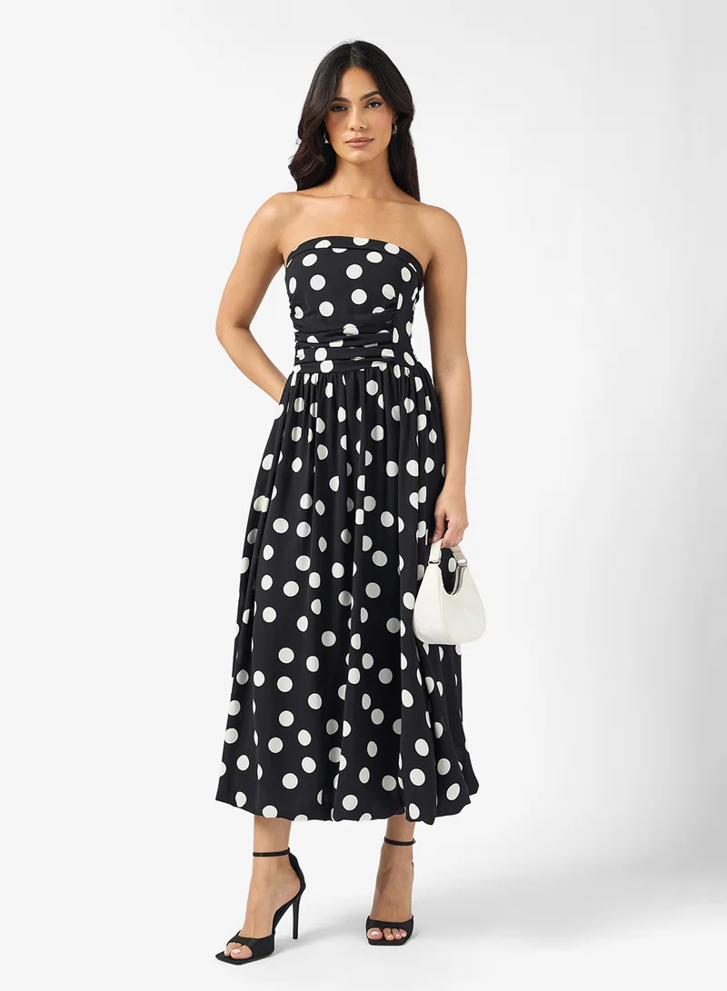 ايلا Bandeau Polka Print Dress