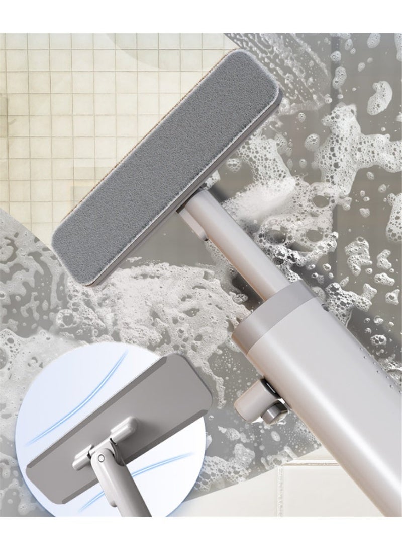 Mini Mop for Small Spaces, Portable Self-Squeeze Short Handle for Desktop Bathroom Kitchen Cleaning with Crevice Brush, Silicone Squeegee and 2 Reusable Microfiber Pads - Image 3
