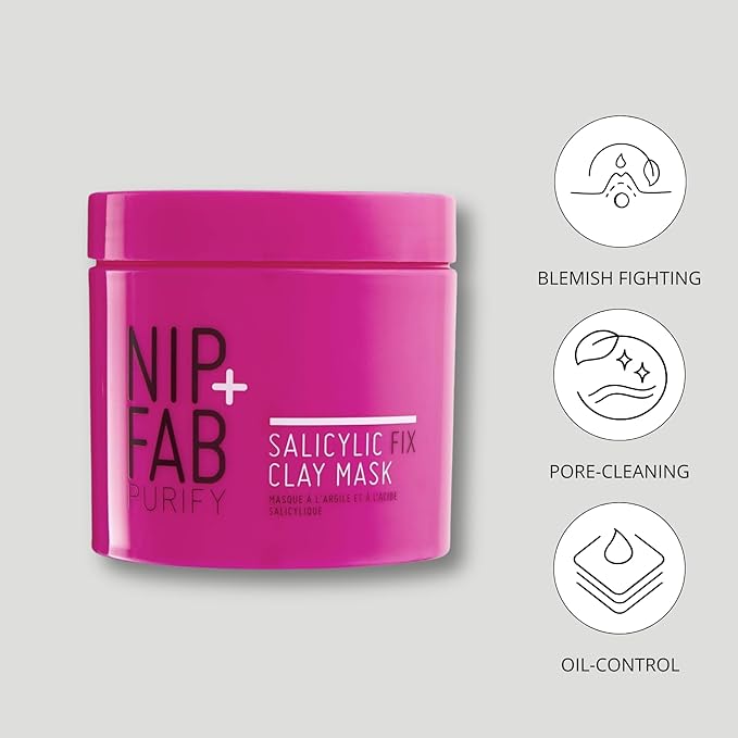 NIP+FAB قناع الطين الوردي من نيب فاب ساليسيليك فيكس 170 مل لقناع الوجه للبشرة المزدحمة ينظف البشرة بعمق يفتح المسام المسدودة يزيل السموم والشوائب - Image 4