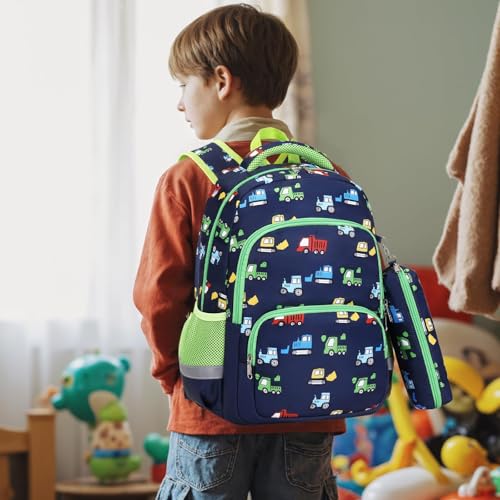 mygreen Kids Backpack Set 3in1 School Backpack with Lunch Box Pencil Case for Boys Girls Lightweight Durable for Daycare Picnic Outdoor Travel Black Red Car - Image 3