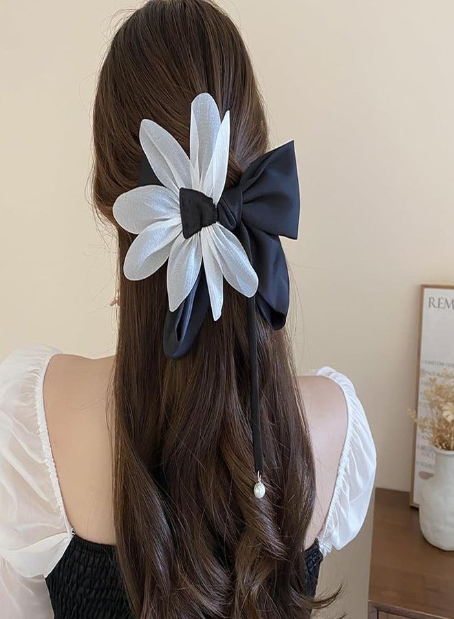 Melodio Elegant French Black Bow Hair Clip - Large Fabric Butterfly Petal Spring Claw Clip for Women, Chic & Dreamy Hair Accessories for Updos, Parties - Image 5