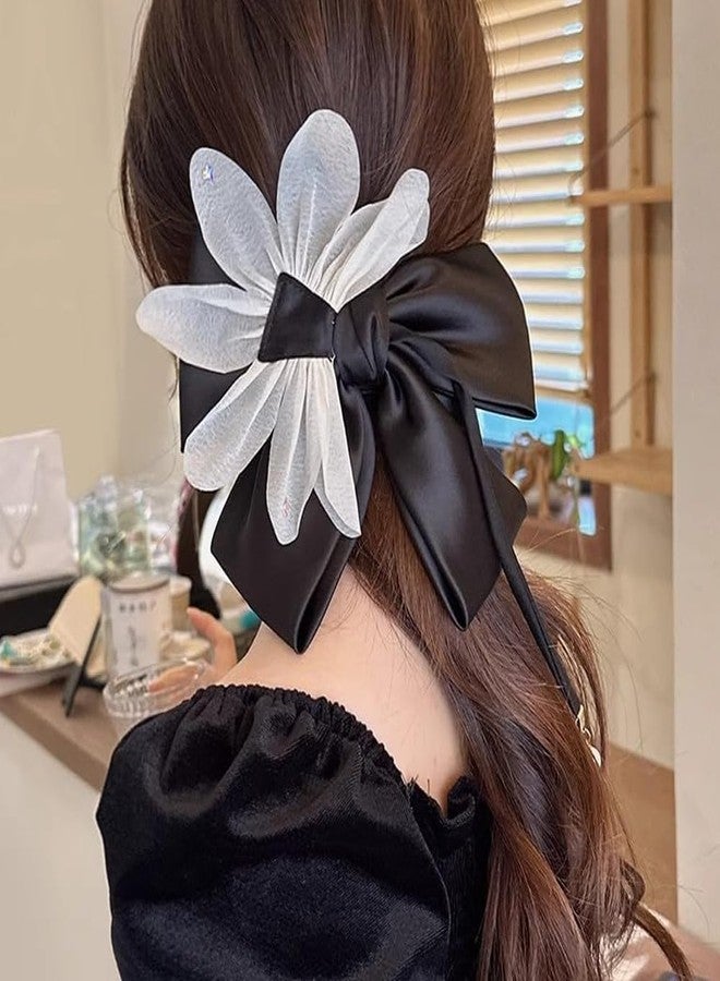 Melodio Elegant French Black Bow Hair Clip - Large Fabric Butterfly Petal Spring Claw Clip for Women, Chic & Dreamy Hair Accessories for Updos, Parties - Image 4
