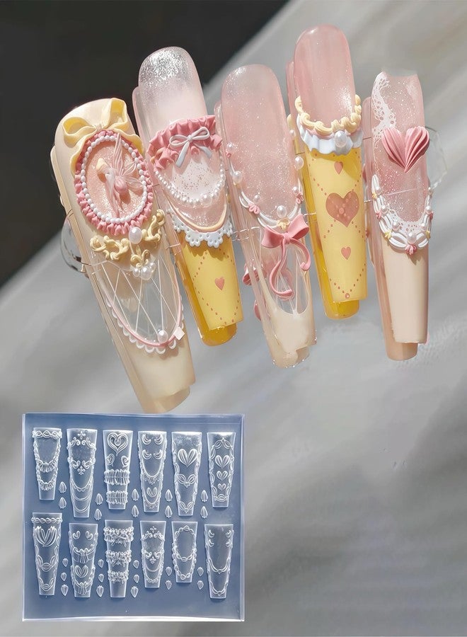 Zbdroxygen 12Pcs Silicone Nail Molds Tools, 3D Nail Art Molds for DIY Nail Charms Crafts Tool, Nail Accessories for Nail Art, Professional Nail Art Tools, Gift for Craft Lovers - Image 5