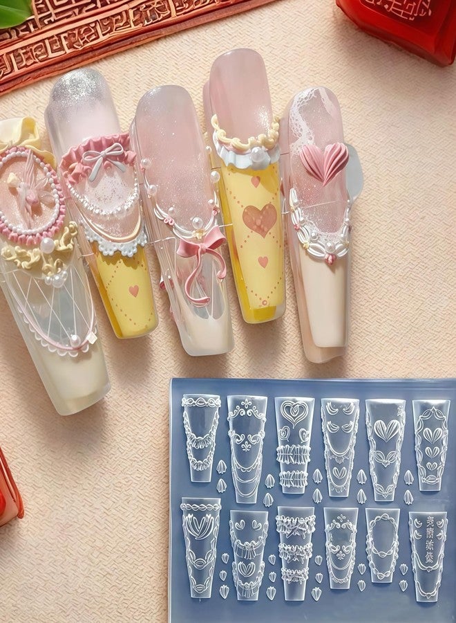 Zbdroxygen 12Pcs Silicone Nail Molds Tools, 3D Nail Art Molds for DIY Nail Charms Crafts Tool, Nail Accessories for Nail Art, Professional Nail Art Tools, Gift for Craft Lovers - Image 1