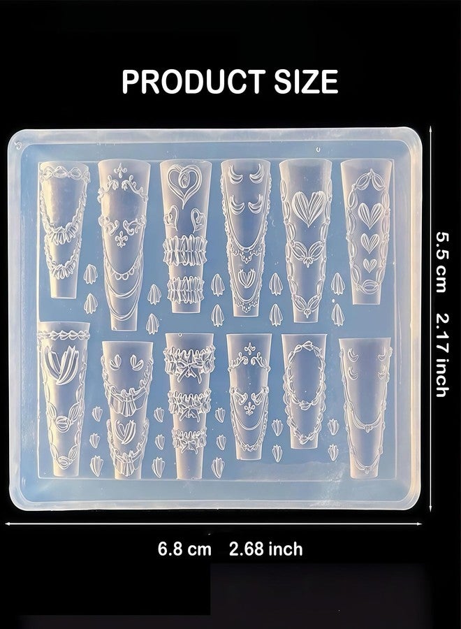 Zbdroxygen 12Pcs Silicone Nail Molds Tools, 3D Nail Art Molds for DIY Nail Charms Crafts Tool, Nail Accessories for Nail Art, Professional Nail Art Tools, Gift for Craft Lovers - Image 2