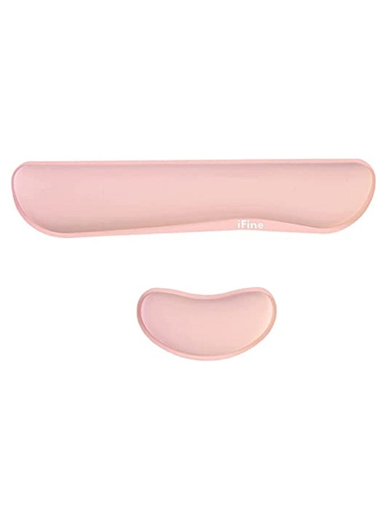 iFine PU Leather Keyboard and Mouse Wrist Rest Cushion Support Waterproof Lightweight Comfortable Pain Relief Typing (Pink) - Image 1