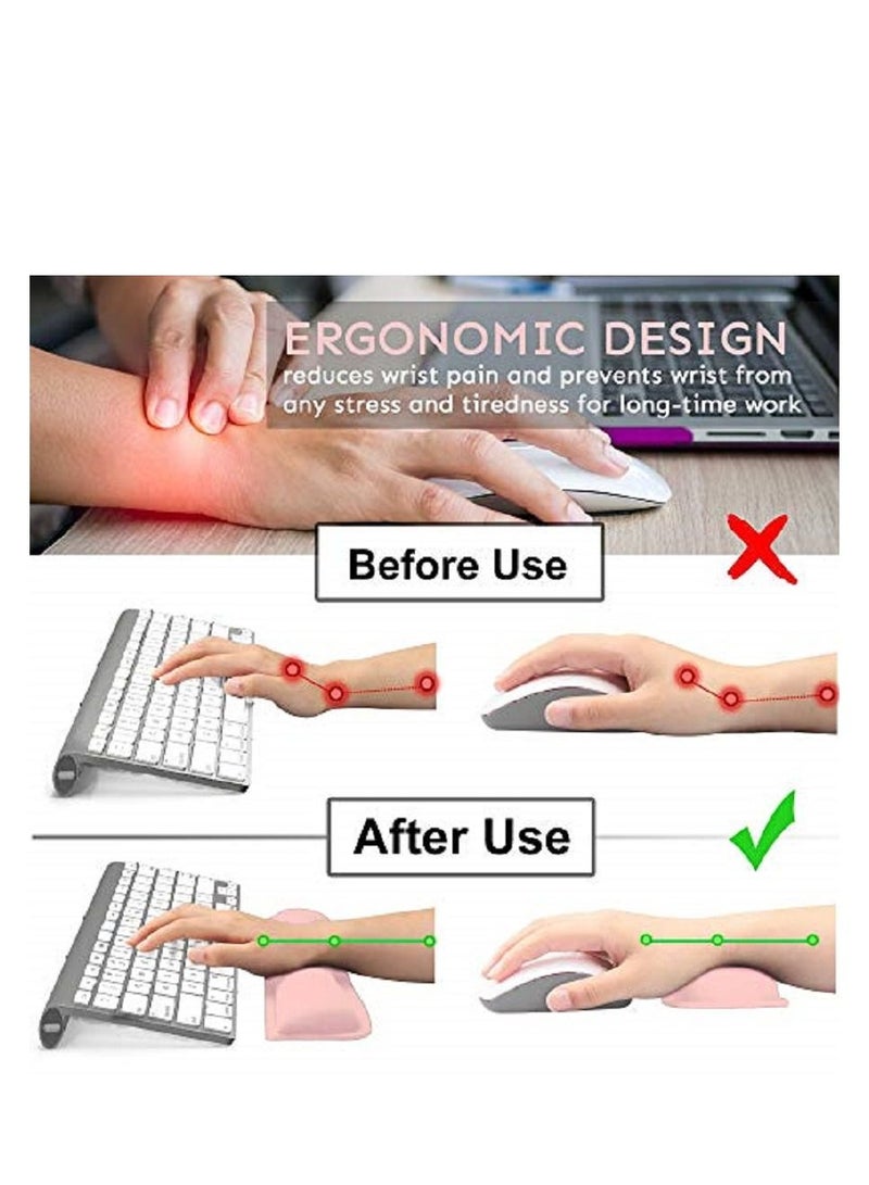 iFine PU Leather Keyboard and Mouse Wrist Rest Cushion Support Waterproof Lightweight Comfortable Pain Relief Typing (Pink) - Image 4