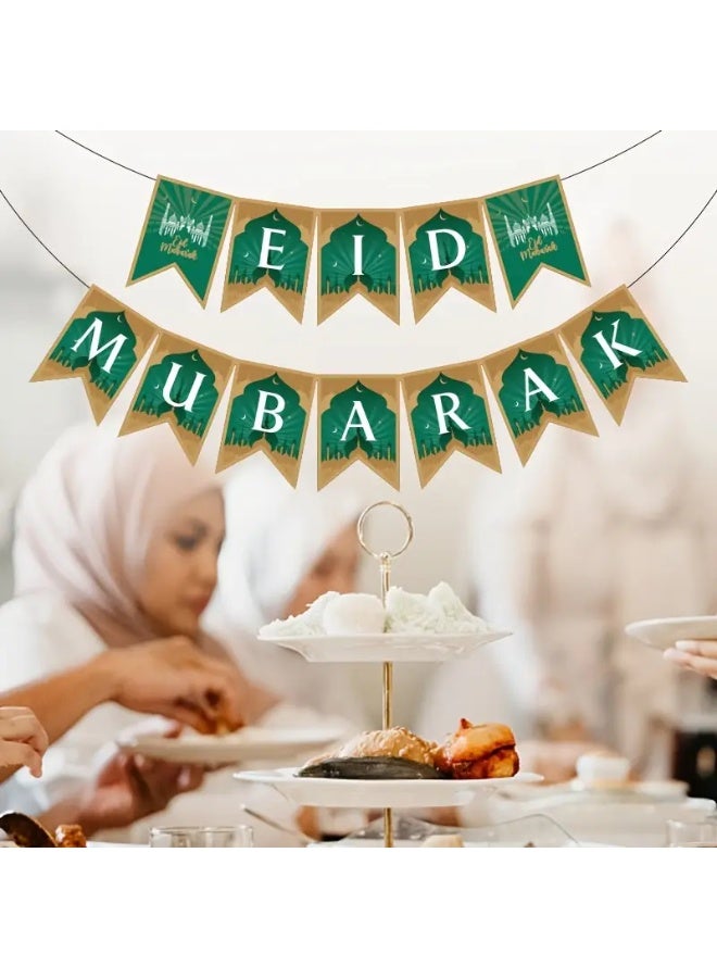 Eid Mubarak Banner with Moon Foil Balloon & Confetti Latex Balloons – Islamic Party Decoration Set - Image 3