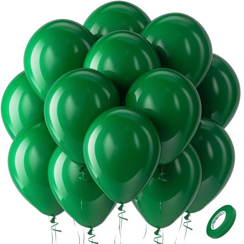 Bezente Green Balloons Latex Party Balloons 100 Pack 12 inch Round Helium Balloons for St Patricks Day Dark Green Themed Wedding Graduation Birthday Party Backdrop Decorations - Image 2