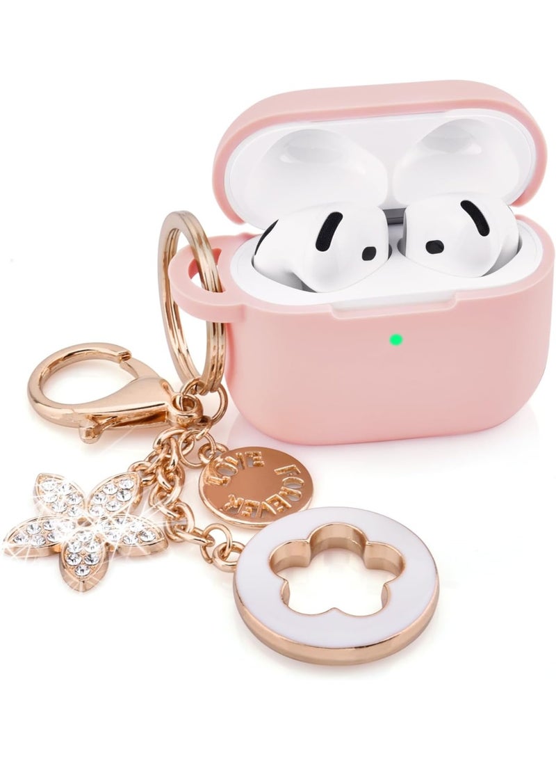 Case Compatible for Apple Airpods 4 - Airpods 4 Cases 2025 Cover Women Cute Silicone iPods 4 Earbuds Wireless Accessories Charging Cases Girl Bling Keychain for Airpod iPods 4th Generation - Image 1