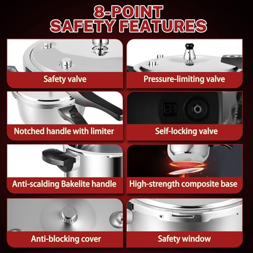 deeluban Stainless Steel Pressure Cooker 8 Quart, Stove Top & Induction Compatible, Heavy-Duty Multi-Safety System, Food-Grade for Home Commercial Use, Deeluban - Image 3