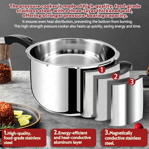 deeluban Stainless Steel Pressure Cooker 8 Quart, Stove Top & Induction Compatible, Heavy-Duty Multi-Safety System, Food-Grade for Home Commercial Use, Deeluban - Image 2