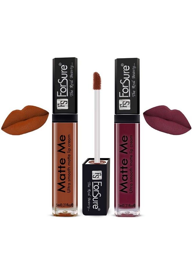 FORSURE Matte Me Liquid Lipstick Non Transferable Combo (Rust Brown Ruby Red Nude Rich Pink Pack Of 4) - Image 3