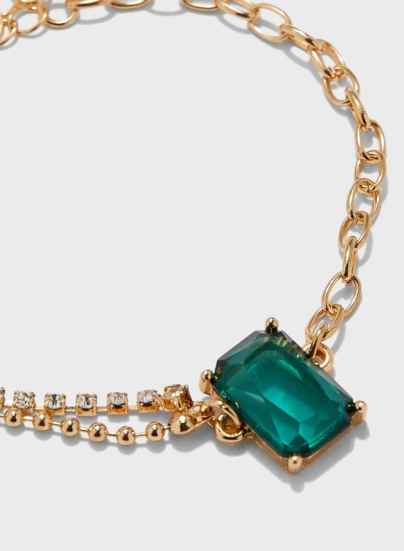 ELLA Mixed Chain Bracelet With Stone Detail