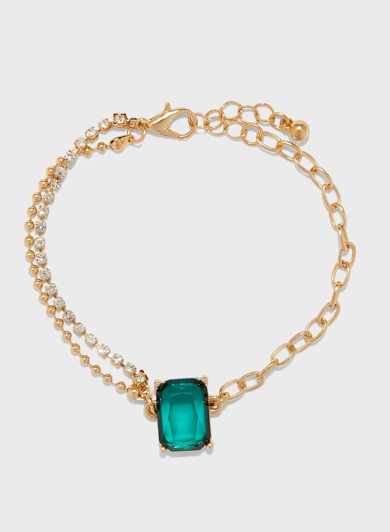 ELLA Mixed Chain Bracelet With Stone Detail