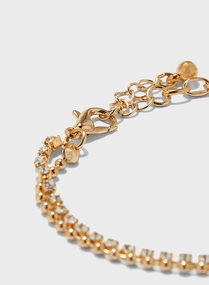 ELLA Mixed Chain Bracelet With Stone Detail