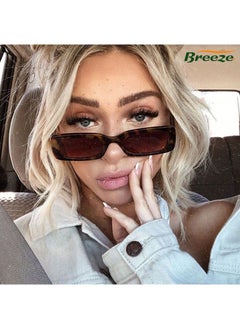 Breeze Womens' Fashion Leisure Sunglasses for  Eye UV Protection Narrow Frame Leopard Print Black eyewear  - Image 4