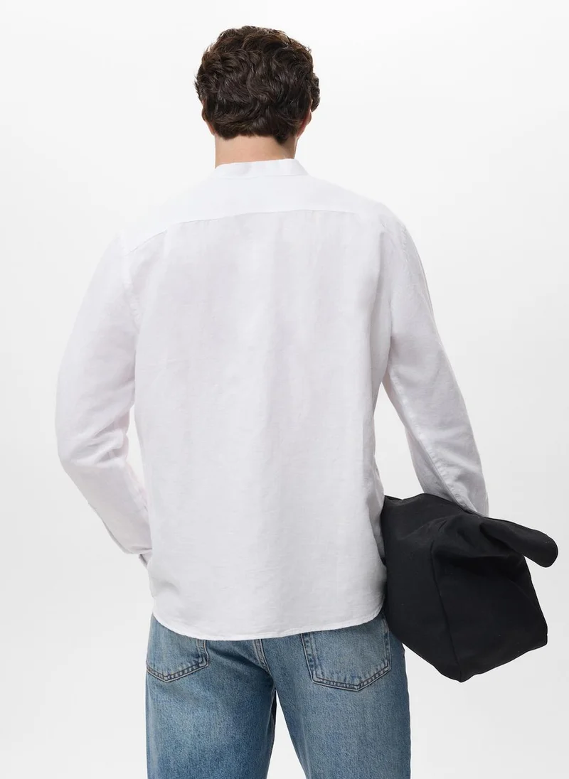 مانجو مان Mao Collar Linen Shirt