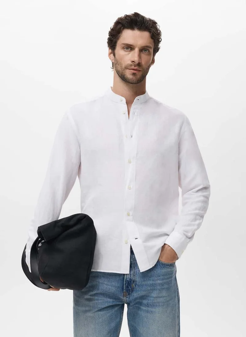 مانجو مان Mao Collar Linen Shirt