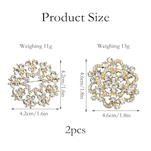 XFSAFDM 2pcs Brooch Pin For Women, Saree Pins For Women Latest, Elegant Rhinestone Saree Brooch, Versatile For Dresses, Weddings, Parties, Adjustable Waist Clip, Gifts - Image 2