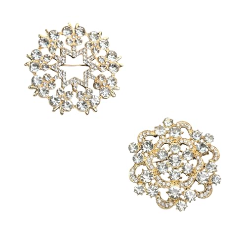 XFSAFDM 2pcs Brooch Pin For Women, Saree Pins For Women Latest, Elegant Rhinestone Saree Brooch, Versatile For Dresses, Weddings, Parties, Adjustable Waist Clip, Gifts - Image 1