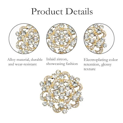 XFSAFDM 2pcs Brooch Pin For Women, Saree Pins For Women Latest, Elegant Rhinestone Saree Brooch, Versatile For Dresses, Weddings, Parties, Adjustable Waist Clip, Gifts - Image 3
