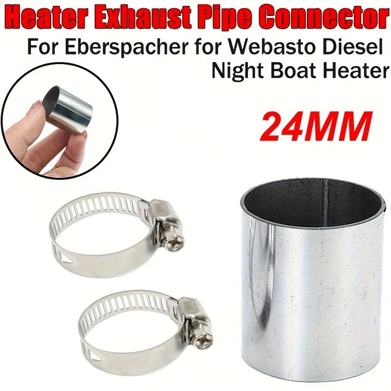 1 Set Stainless Steel Exhaust Pipe Connector for Air Diesel Parking Heater with Clamps - Image 1
