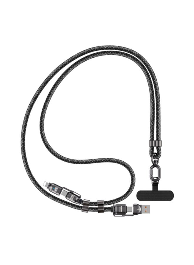 ريماكس كابل شحن متعدد الوظائف 2 في 2 C7، كابل شحن سريع 240 وات، USB/Type-C إلى Type-C وLightning، تصميم مضفر متين بطول 1.5 متر مع حبل معلق، هيكل مرن قوي، توافق عالمي ومزامنة بيانات - أسود - Image 1