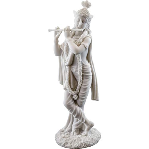 Top Collection Krishna Adventure Statue- Hindu God Of Love And Divine Joy Sculpture In Premium White Marble Finish- 10-Inch Collectible Figurine - Image 1