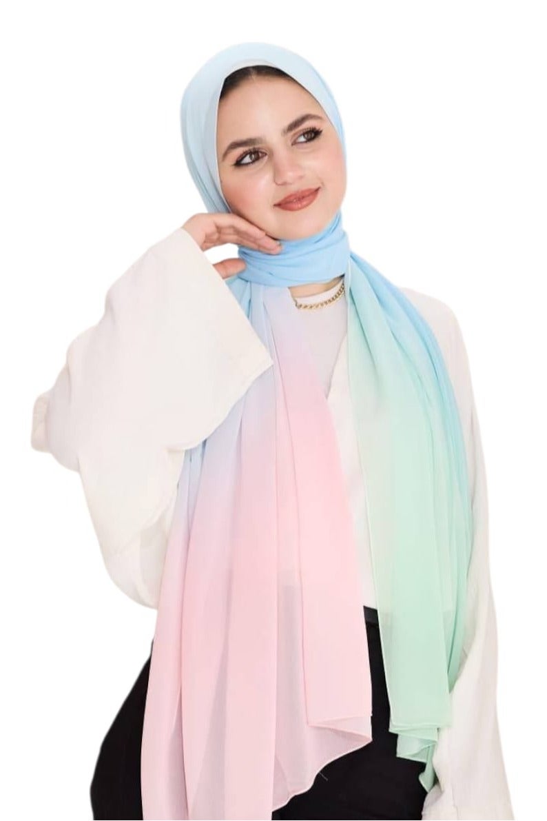 Multicolored crepe chiffon scarf with digital print