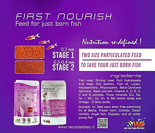 VAYINATO Wa First Nourish|Feed For Just Born Fish|Stage 1 (0.2Mm), 15 Grams & Stage 2 (0.3-0.4Mm), 15 Grams Combo, Slow Sinking Baby Fish Food For All Types Of Baby Fishes - Powder - Image 2