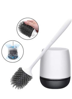 SYOSI Silicone Toilet Brush and Holder, Bathroom Toilet Brush Holder Set, Silicone Toilet Cleaning Brush Kit with Soft Bristle Brush  - Image 1