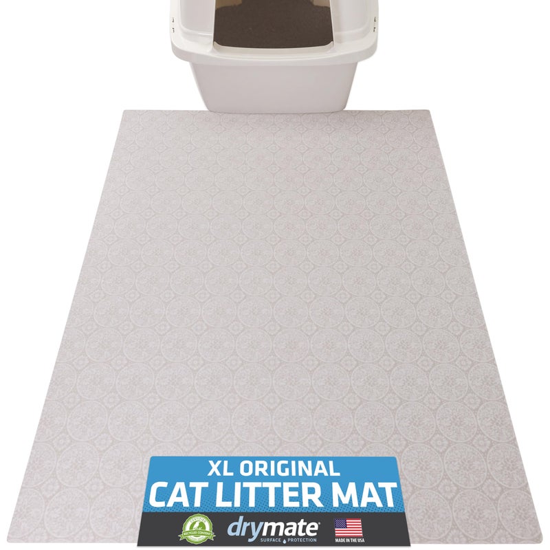 Drymate Cat Litter Box Mat, Litter Trapping Mat, Waterproof, Urine-Proof, Absorbent, Machine Washable, Soft on Paws, Contains Mess, Protects Floors, Kitten Supplies, Beige, 29x36 XL - Image 1
