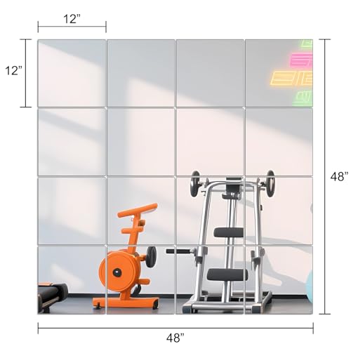 Ruomeng Home Gym Mirrors 12" x 12" x 16Pcs Wall Mounted Mirror Glass Frameless Full Length Mirror Tiles for Home Gym, Bedroom, Door & Bathroom - Image 3
