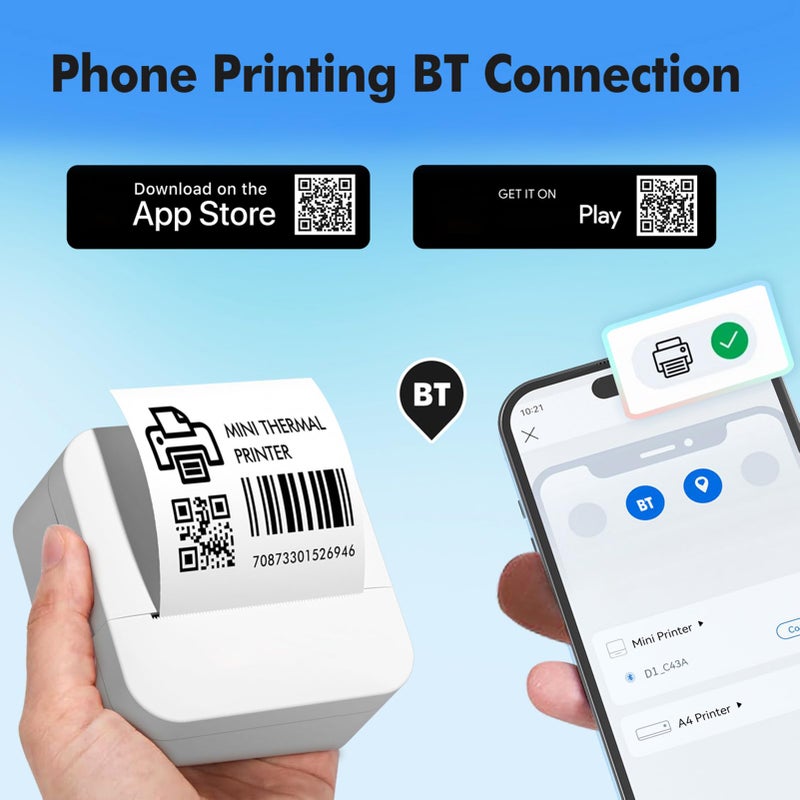 57mm Bluetooth Thermal Label Printer Wireless Label Maker Compatible with Android iOS - Image 3