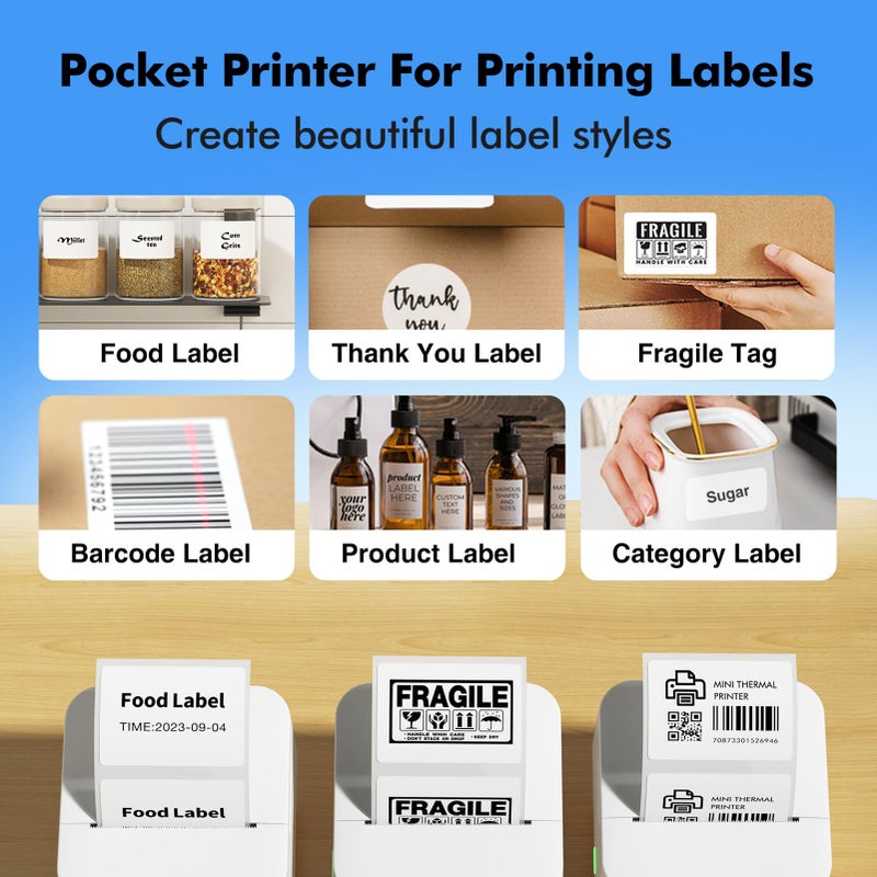 57mm Bluetooth Thermal Label Printer Wireless Label Maker Compatible with Android iOS - Image 4