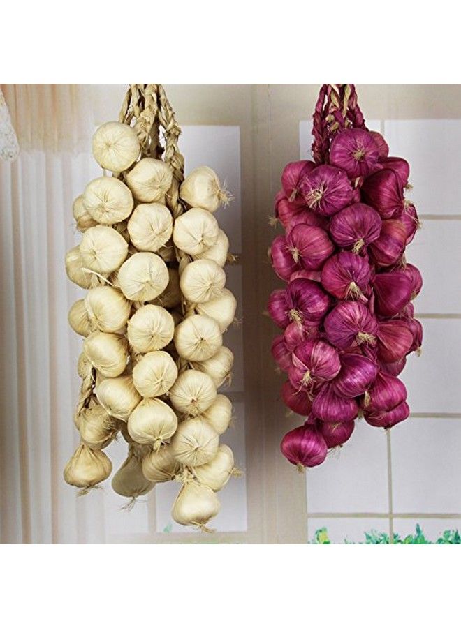 Velidy 1Pack Simulation Artificial Lifelike Fake Vegetable Artificial Garlic Red Pepper Fake Vegetables Onion Hanging Rope Home Decor Photography Props (Onion)  - Image 5