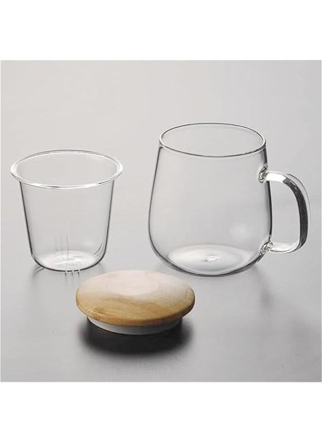 HOOKOR Glass Tea Cup with Infuser and Lid, Steeping Mug with Removable Strainer and Lid for Loose Leaf Tea, Borosilicate Glass Mug for Blooming Tea (400ml)  - Image 2