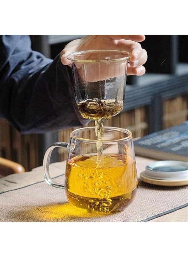 HOOKOR Glass Tea Cup with Infuser and Lid, Steeping Mug with Removable Strainer and Lid for Loose Leaf Tea, Borosilicate Glass Mug for Blooming Tea (400ml)  - Image 3