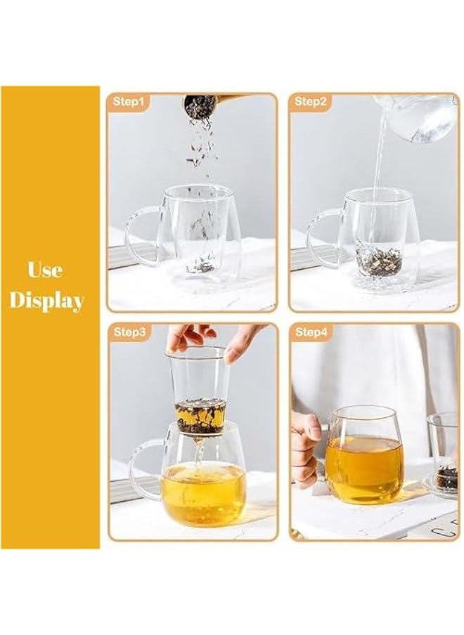 HOOKOR Glass Tea Cup with Infuser and Lid, Steeping Mug with Removable Strainer and Lid for Loose Leaf Tea, Borosilicate Glass Mug for Blooming Tea (400ml)  - Image 4