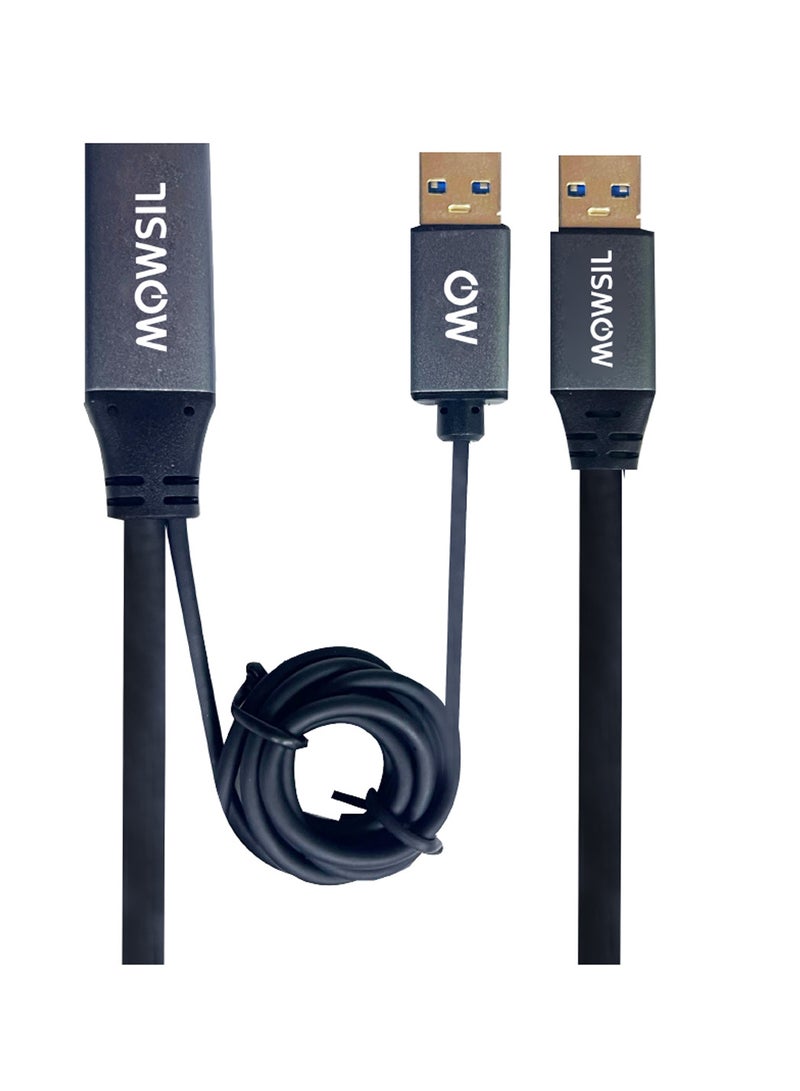 MOWSIL USB Extension Cable 15Mtr, USB A Male to Female Extension Cord USB 3.0 Extender 5Gbps Data Transfer Compatible with Webcam, Phone, USB hub, Mouse, Keyboard, Hard Drive, Headset, - Image 1