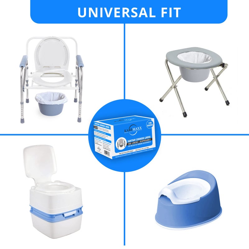 KAREMAXX 50 Bedside Commode Liners Bags For Commode Toilet - Leak Proof & Odorless Potty Liners For Portable Potty Chair Liners - Potty Bags For Portable Toilet Bags - Bedside Toilet Liners Disposable Adult - Image 5