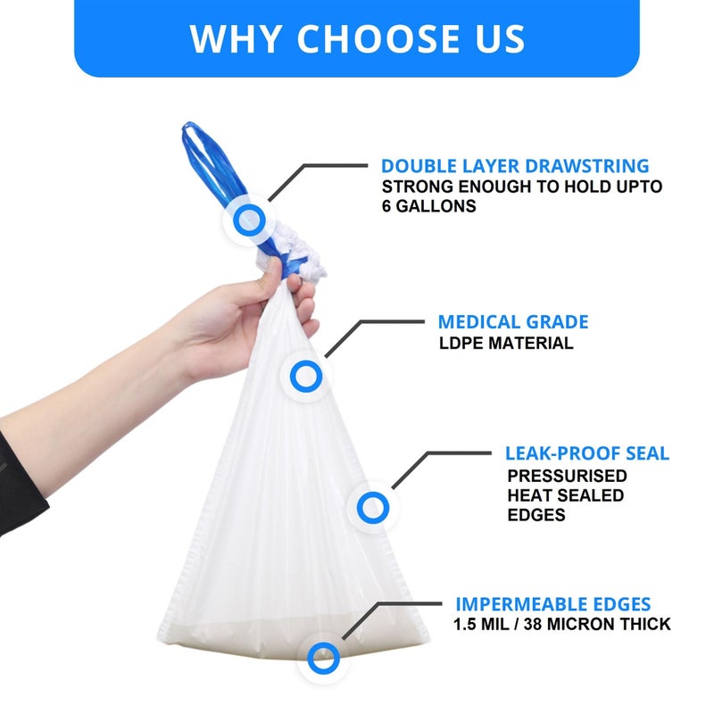 KAREMAXX 50 Bedside Commode Liners Bags For Commode Toilet - Leak Proof & Odorless Potty Liners For Portable Potty Chair Liners - Potty Bags For Portable Toilet Bags - Bedside Toilet Liners Disposable Adult - Image 4