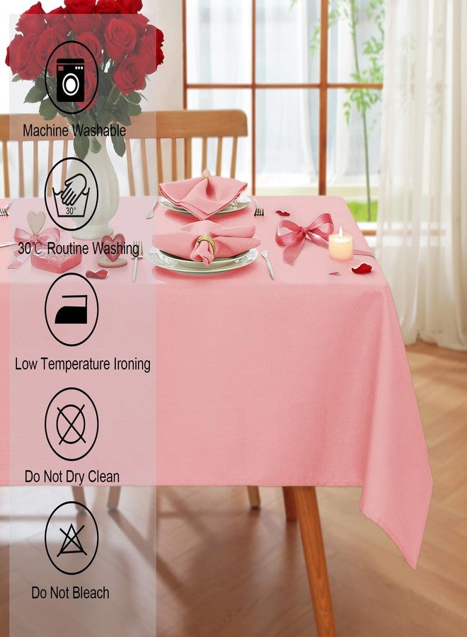 SASTYBALE Pink Faux Linen Tablecloth 52x70 Inch Rectangle - Spill-Proof Stain Resistant Wrinkle-Free Decorative Cover for Mother's Day Romantic Dinner, Kitchen & Wedding Party - Image 4
