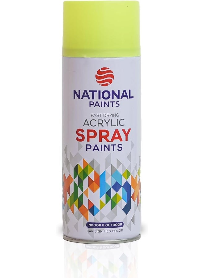 National Paints Fast Drying Acrylic Spray Paint - Fluorescent Yellow 345 - Image 1