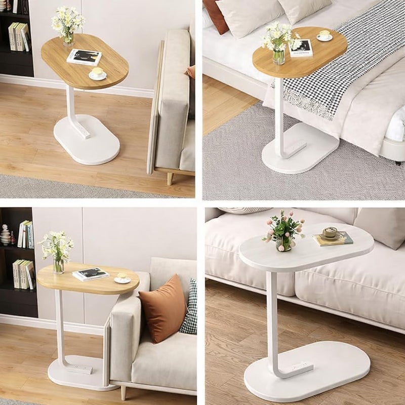 Modern Side Coffee Table Compact Living Room Accent Furniture Wooden Top Metal Stand Sofa Bedside Snack Laptop Holder Minimal Design Space Saving Home Decor Use (Marble Black) - Image 2