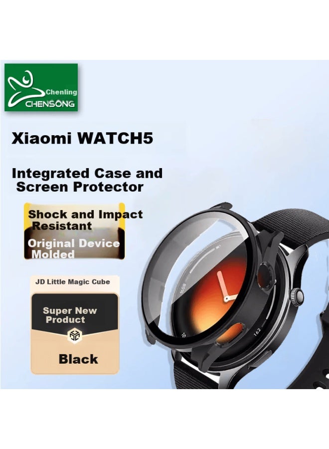 Chensong Xiaomi Watch5 Protective Case And Tempered Pc Screen Protector Matte Black Shockproof
