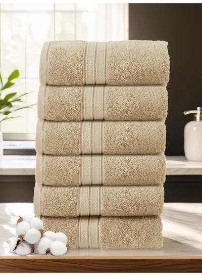 Donetella 6-Pcs Hand Towel Set (40x70 cm) – 100% Combed Cotton 600 GSM | Quick Dry, Ultra-Absorbent, Thick & Plush | Ideal for Spa, Gym, Hotel & Everyday Luxury