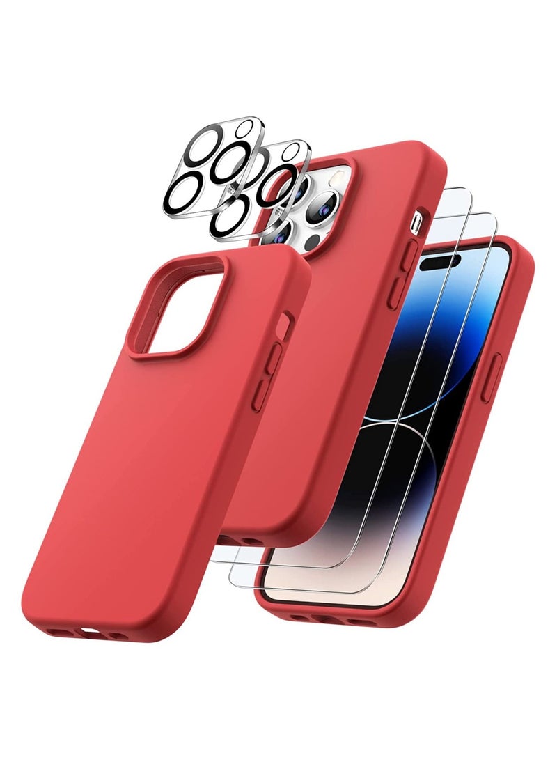 3 in 1 Silicone Case for iPhone 14 Pro Max 6.7-Inch, with 2-Pack Screen Protector and 2-Pack Camera Lens Protector, Full Coverage Tempered Glass Film - Image 1